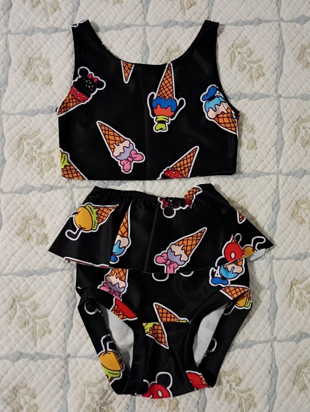 Wild Rich Kids Mickey Ice Cream Print Swimsuit 2T